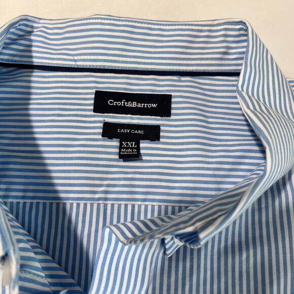 Lot of 2 Croft & Barrow Men’s XXL Blue Pinstripe Button-Down Shirts Easy Care - Picture 4 of 11